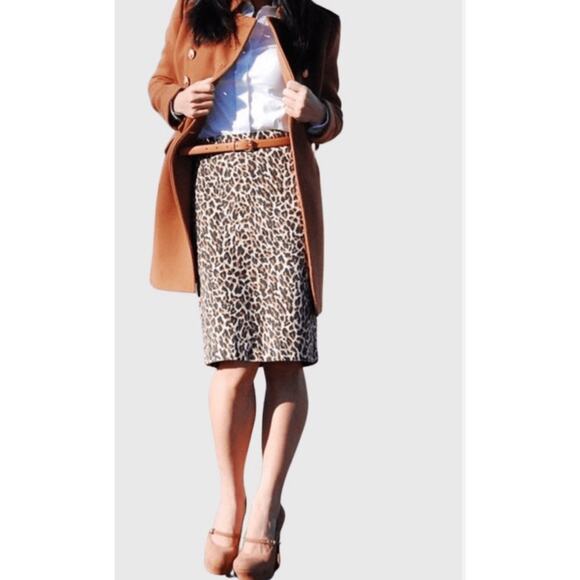 J. Crew Leopard Print Pincle Skirt 00 - Picture 1 of 7
